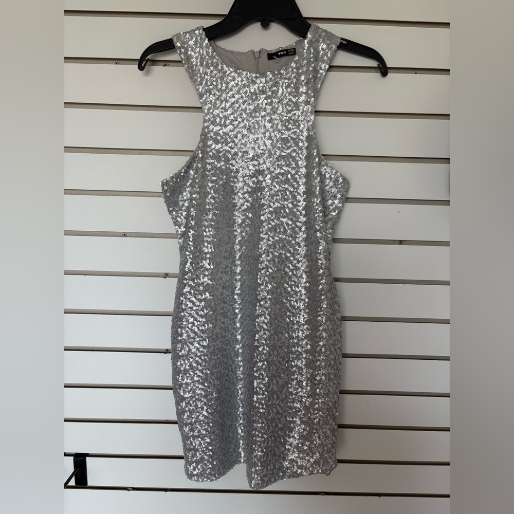 TFNC London Silver sequins Mini Dress Size Large